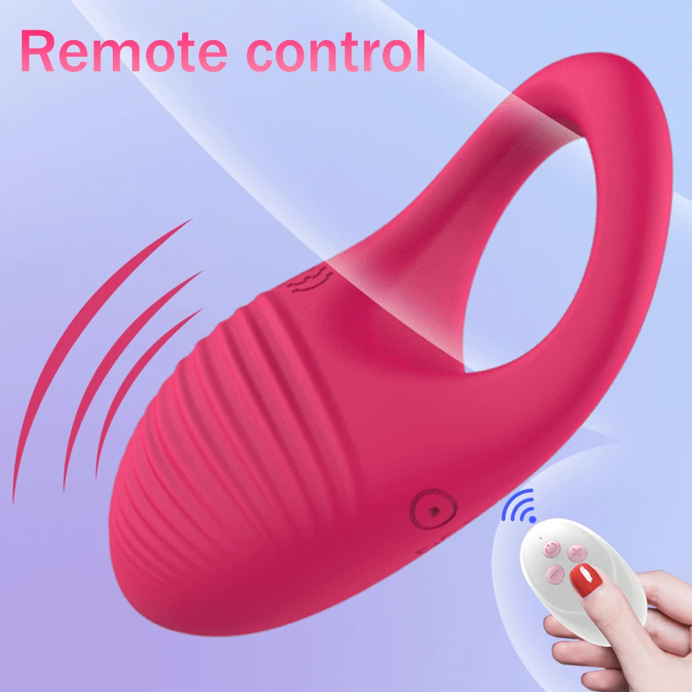 Vibrador de pênis com 10 velocidades, controle remoto sem fio, anel peniano, estimulador de clitóris, atraso na ejaculação, brinquedos sexuais para homens
