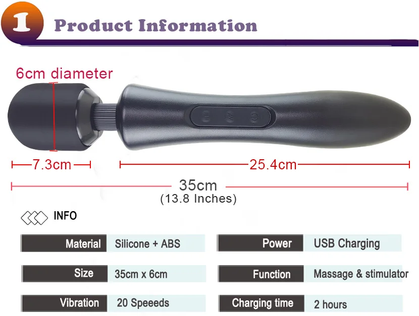 Enorme Vibradores de Varinha Mágica para Mulheres, Estimulador do Clitóris, Massageador G Spot, Big AV Stick, Carga USB, Brinquedos Sexuais Adultos, Feminino