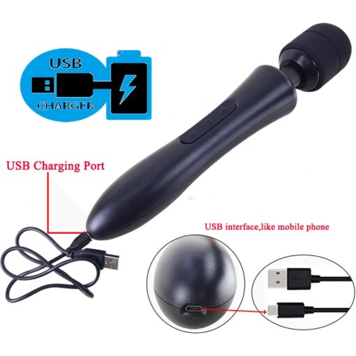 Vibrador Magic Wand Grande Super Potente Recarregável USB - Imagem 2