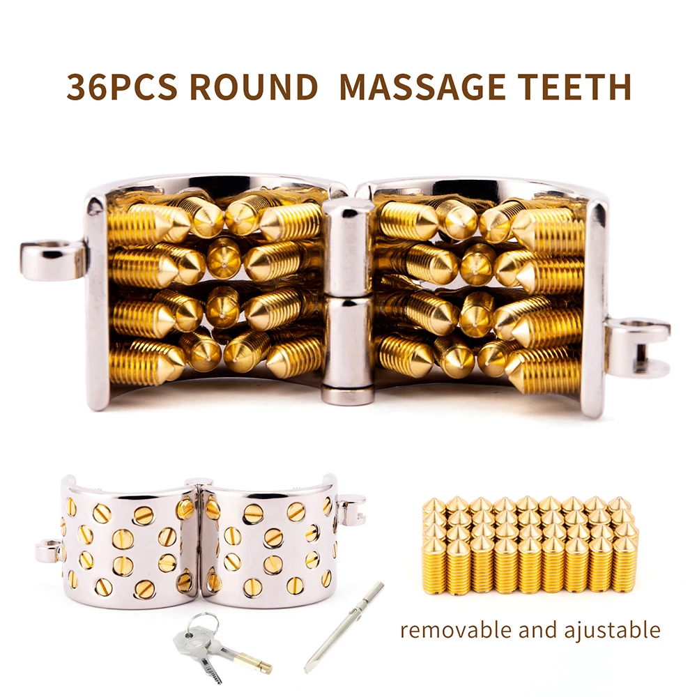 CBT Toys For Men Testicles Metal Ball Stretcher Weight Cock Ring DIY Removable Massage Spike Lock Penis Cock Cage BDSM Sex Shop