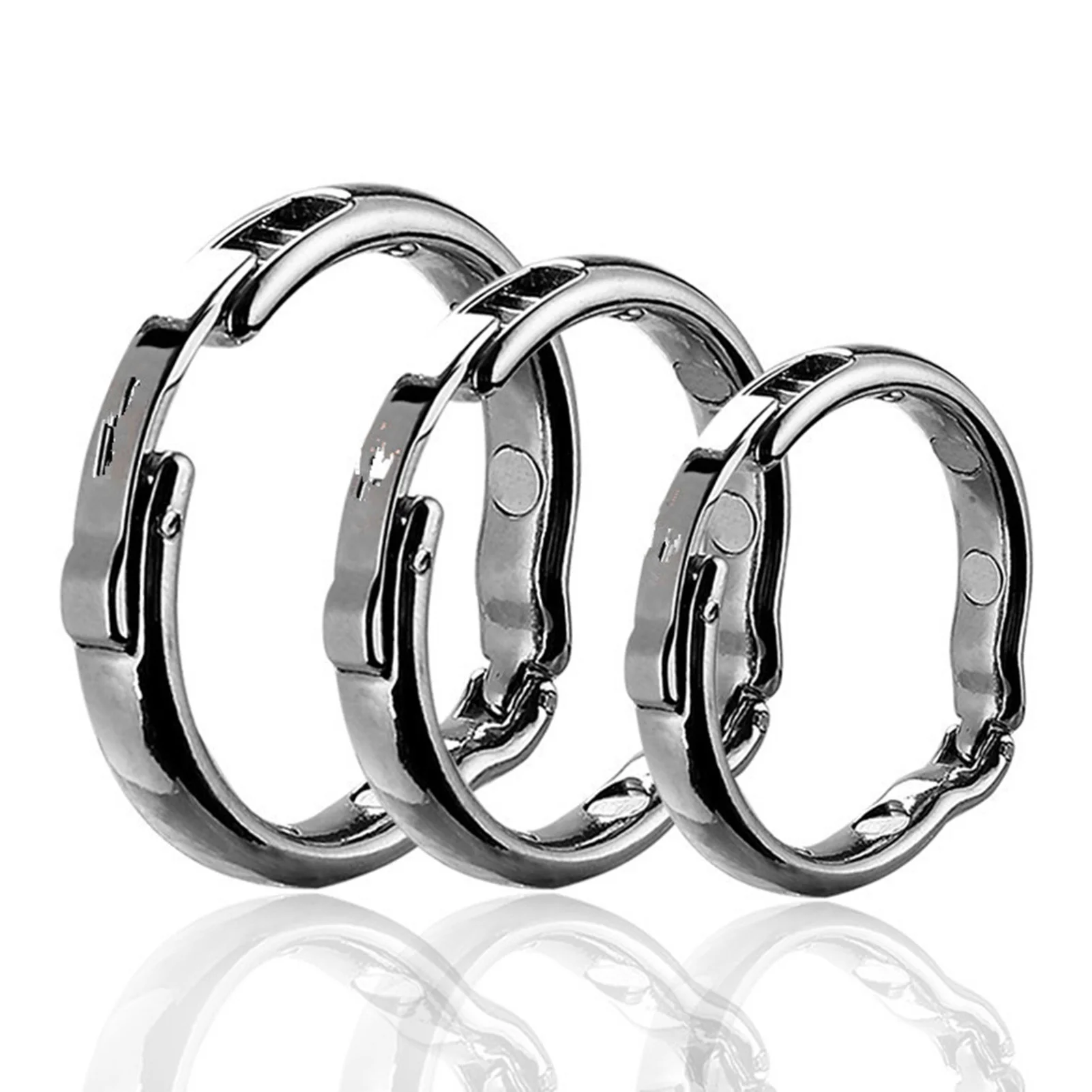 Anel peniano de aço inoxidável ajustável, atraso na ejaculação, bloqueio peniano, bondage, glans, ereção, brinquedos sexuais para homens, vários tamanhos