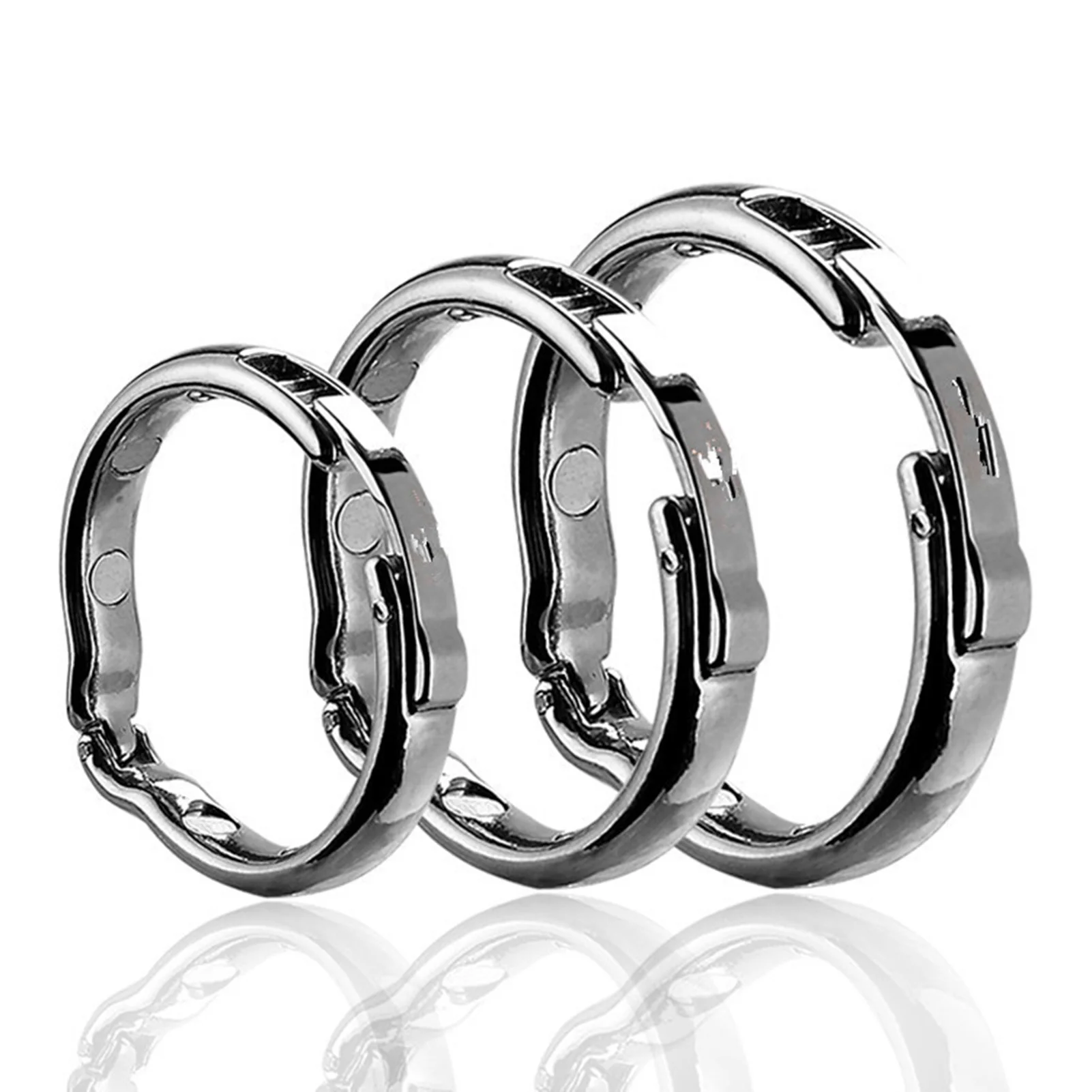 Anel peniano de aço inoxidável ajustável, atraso na ejaculação, bloqueio peniano, bondage, glans, ereção, brinquedos sexuais para homens, vários tamanhos