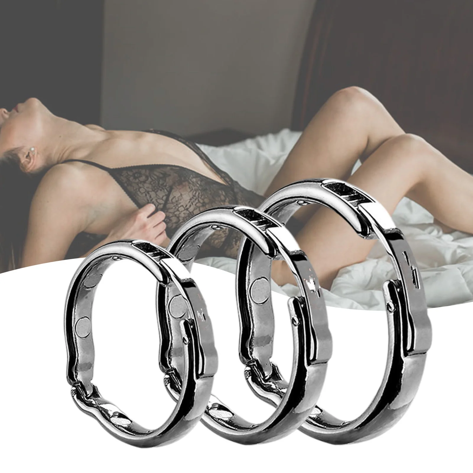 Anel peniano de aço inoxidável ajustável, atraso na ejaculação, bloqueio peniano, bondage, glans, ereção, brinquedos sexuais para homens, vários tamanhos