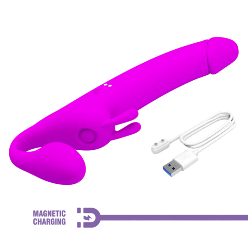 Strapless Pretty Love Vibrador Duplo Pegging Strap-On (4)