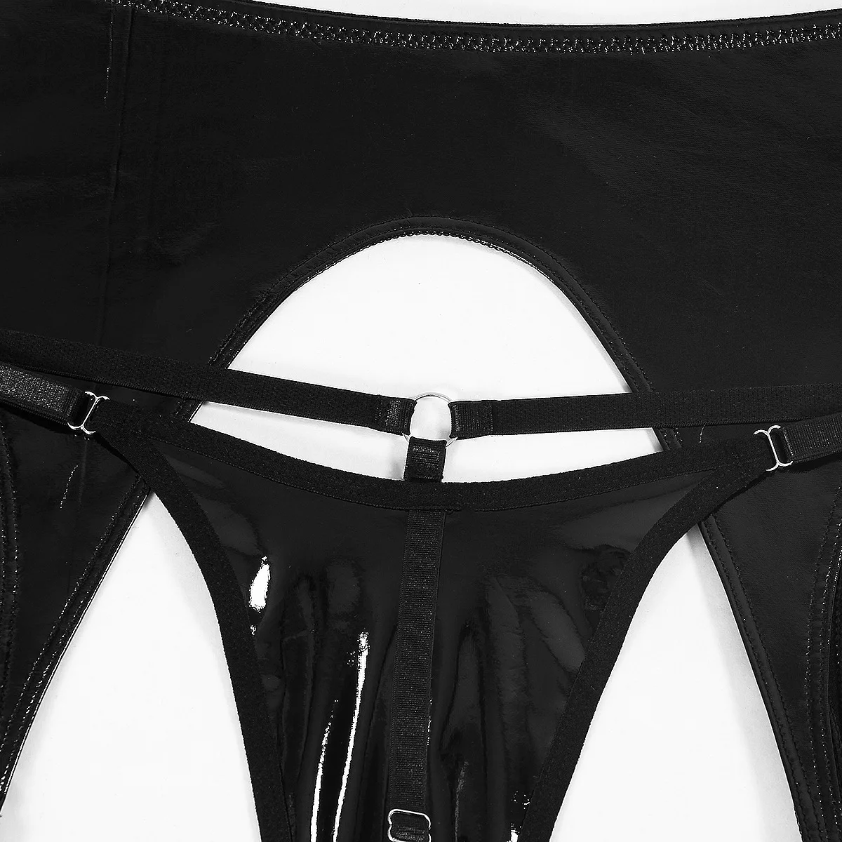 Ellolace fetiche pvc lingerie sissy cup out sutiã de couro pu roupa interior sensual sem censura látex push up roupas exóticas com liga