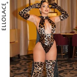 Bodysuit Leopardo Sexy com Luvas e Meias