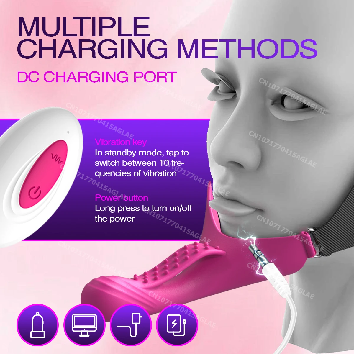HESEKS Vibrator G-Spot Anal Stimulation Dildo Strap-On Face Chin Harness Head-Mounted Dildo Oral Solo Play Sex Toys for Couple