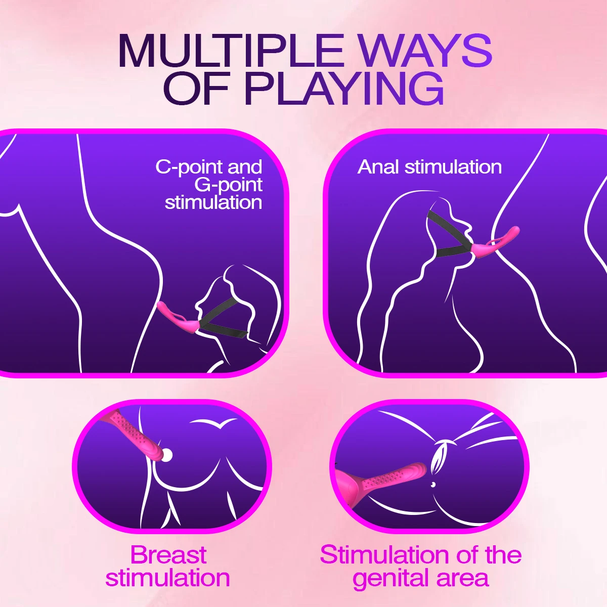 HESEKS Vibrator G-Spot Anal Stimulation Dildo Strap-On Face Chin Harness Head-Mounted Dildo Oral Solo Play Sex Toys for Couple