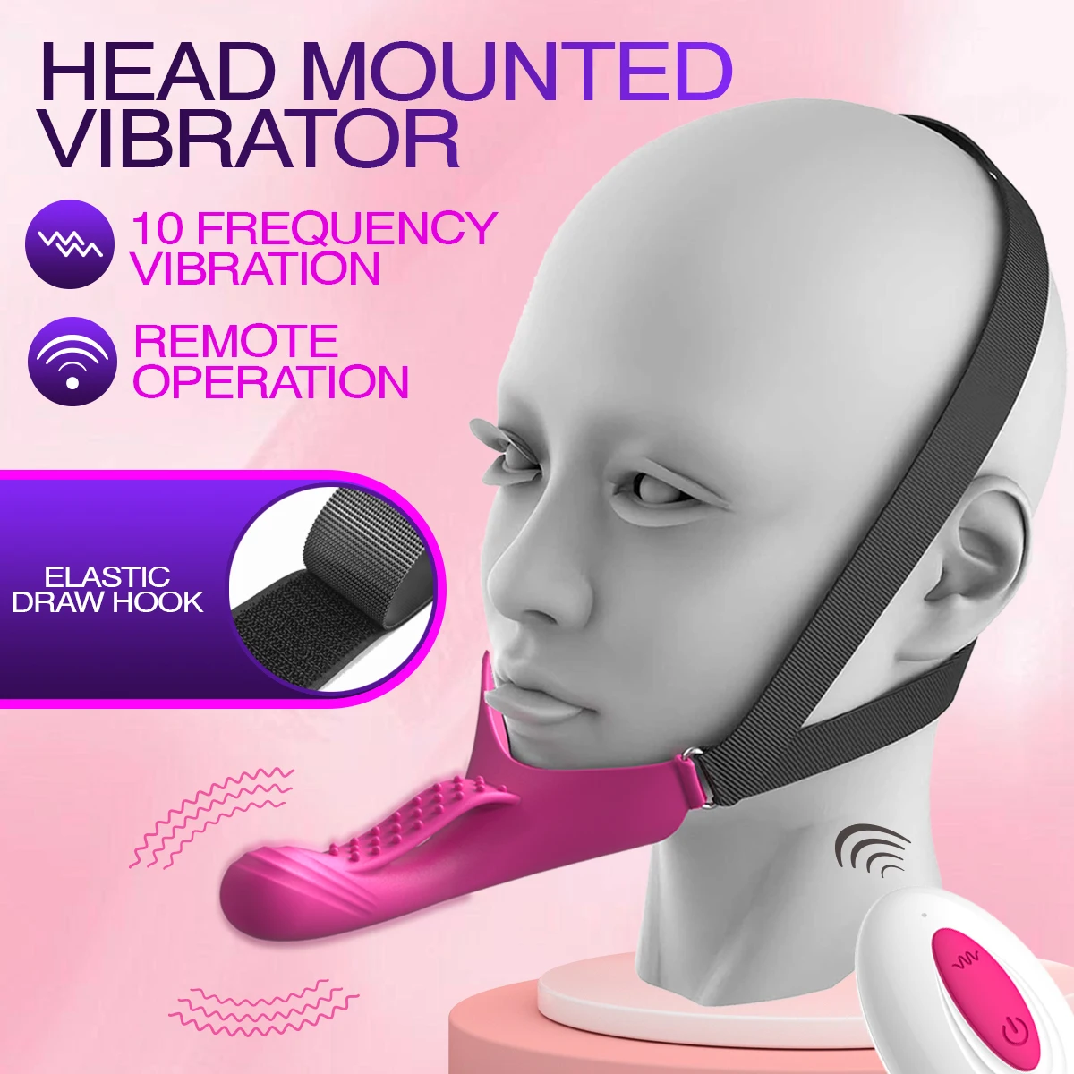 HESEKS Vibrator G-Spot Anal Stimulation Dildo Strap-On Face Chin Harness Head-Mounted Dildo Oral Solo Play Sex Toys for Couple