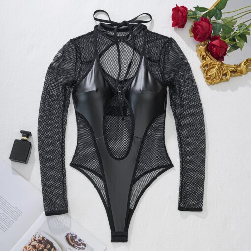 Bodysuit Erótico Ellolace em Malha PU - Imagem 6