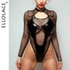 Bodysuit Erótico Ellolace em Malha PU
