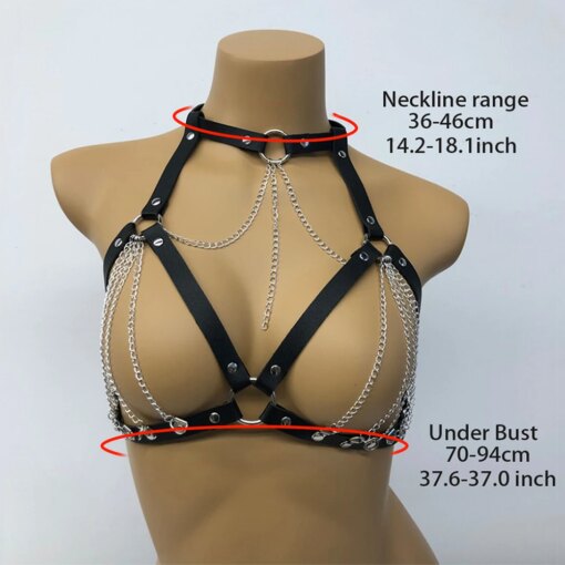 Sutiã Sexy Feminino em Couro PU com Corrente - Imagem 5