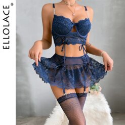 Ellolace Fantasia Lingerie Sexy com Renda e G-String