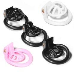 Gaiola de Castidade Sissy Pequena em Resina (Negative/Micro/Small) com 4 Anéis | Branco, Preto ou Rosa