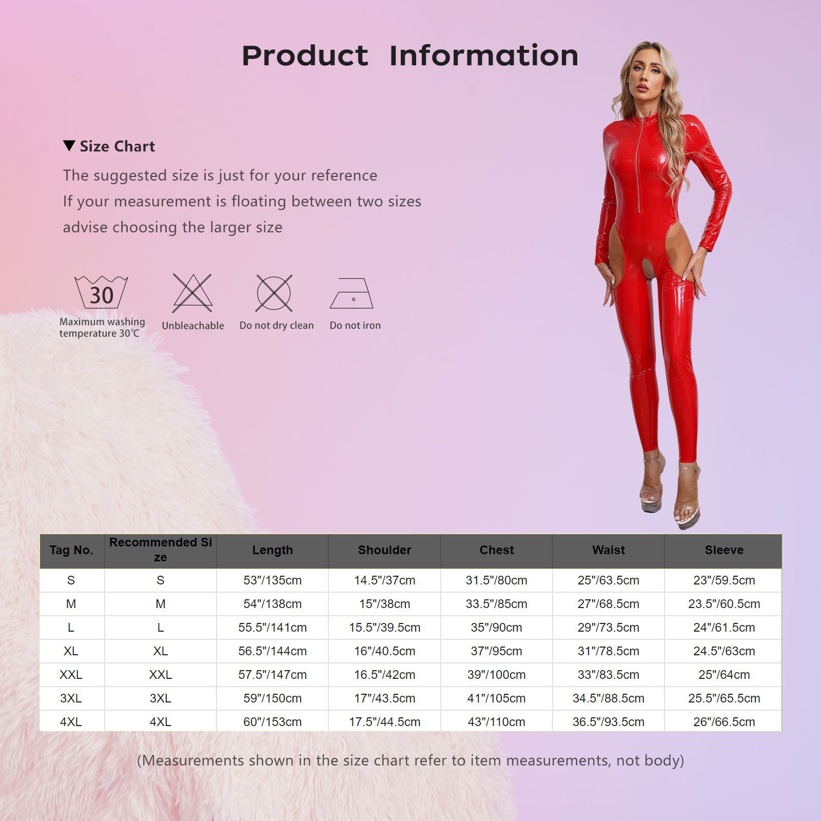 Womens Cutout Open Crotch Patent Leather Jumpsuit Zipper Stand Collar Crotchless Catsuit Long Sleeve Wet Look Bodysuit Lingerie