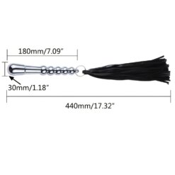 Alternative view of Chicote Flogger BDSM 2 em 1 com Cabo Plug Anal de Metal, Franjas de Corrente ou Couro, Prata ou Preto