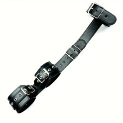 Algema de Pulso com Coleira BDSM em Couro PU, Restraint de Braços nas Costas Ajustável, Preto ou Vermelho