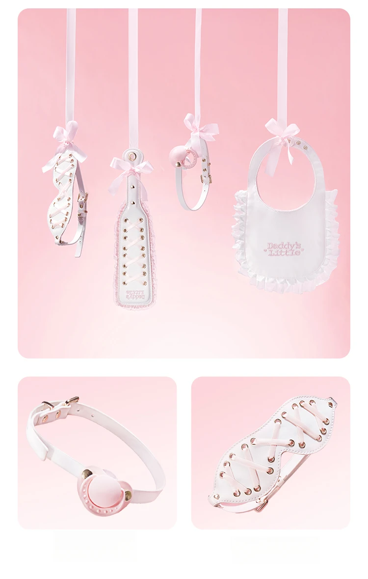 Ddlg Bondage Set Cute Abdl Sexy Lace Shackles and Foot Cuffs Handcuffs Restraint Sex Toy SM Fetish Mouth Gag Sex Game for Couple