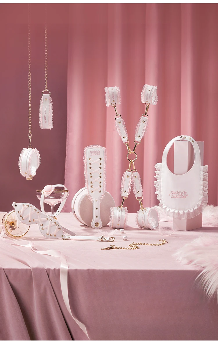 Ddlg Bondage Set Cute Abdl Sexy Lace Shackles and Foot Cuffs Handcuffs Restraint Sex Toy SM Fetish Mouth Gag Sex Game for Couple