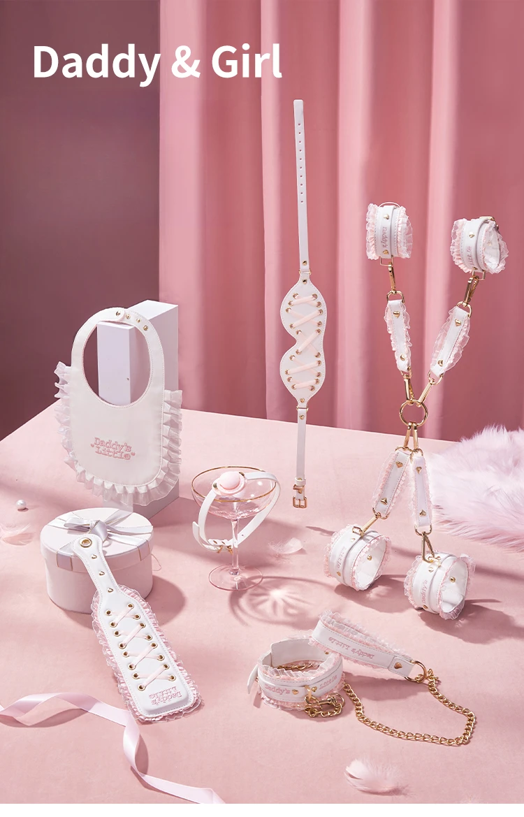 Ddlg Bondage Set Cute Abdl Sexy Lace Shackles and Foot Cuffs Handcuffs Restraint Sex Toy SM Fetish Mouth Gag Sex Game for Couple