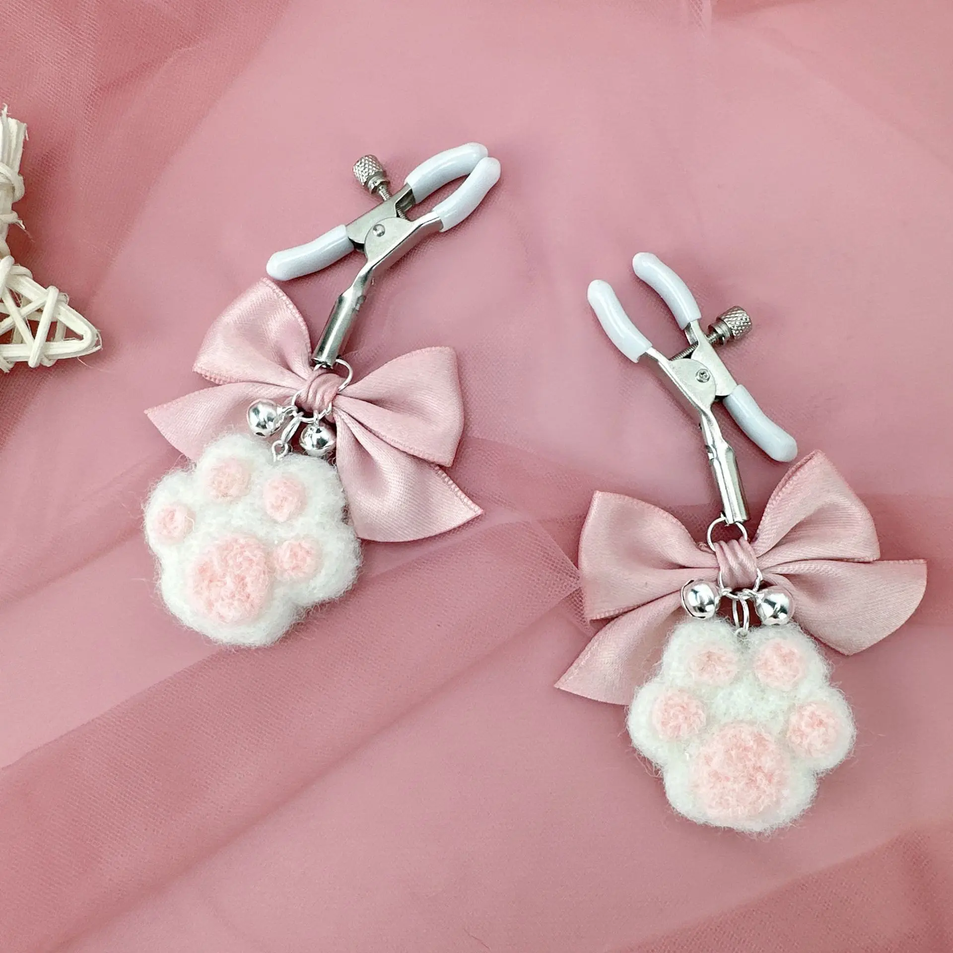 BDSM Cute Cat Claw Bell Collar Bow Nipple Clamp Anal Plug Chocker with Leash Sm Training Nipple Stimulation Flirting Sex Toys
