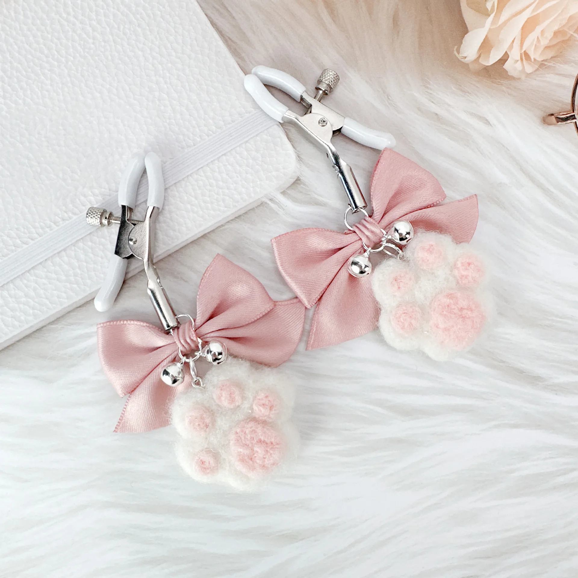 BDSM Cute Cat Claw Bell Collar Bow Nipple Clamp Anal Plug Chocker with Leash Sm Training Nipple Stimulation Flirting Sex Toys