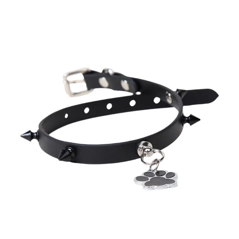 BDSM Collar with Chain Sex Bondage Sexuel Accessory Cowhide Leather Bell Choker for Outdoor Private Intimate Couple Puppy Play