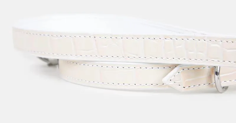 BDSM Collar with Chain Sex Bondage Sexuel Accessory Cowhide Leather Bell Choker for Outdoor Private Intimate Couple Puppy Play