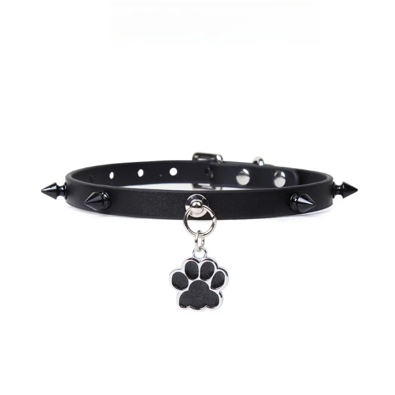 BDSM Collar with Chain Sex Bondage Sexuel Accessory Cowhide Leather Bell Choker for Outdoor Private Intimate Couple Puppy Play