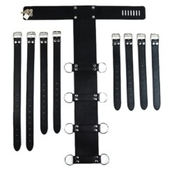 Harness de Imobilização BDSM em Couro PU, Restraint de Braços nas Costas com Coleira e Cadeado, Preto ou Vermelho