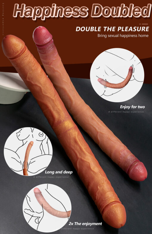 Dildo Realista de Cabeça Dupla em Silicone (3)