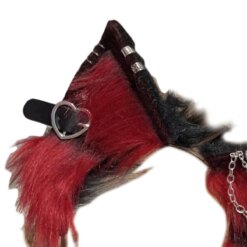 Tiara de Gato com Orelhas de Pelúcia e Brinco