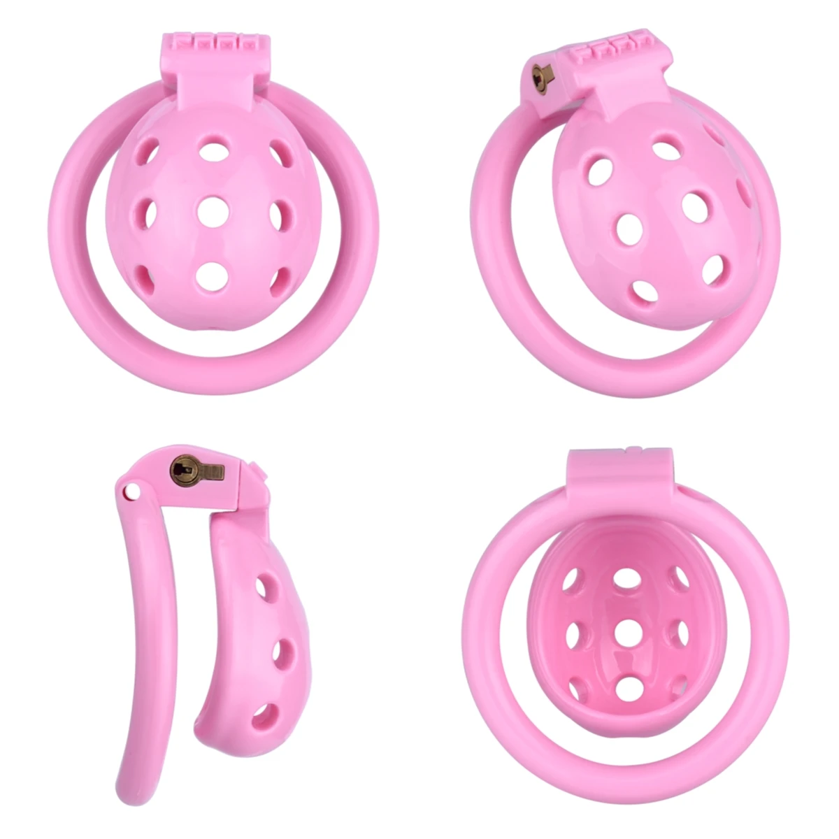 Mini Gaiola de Castidade FRRK em Plástico ABS, Chastity Cage Vazada Rosa ou Preta com Tubo Uretral ou Cinto Elástico - Imagem 2