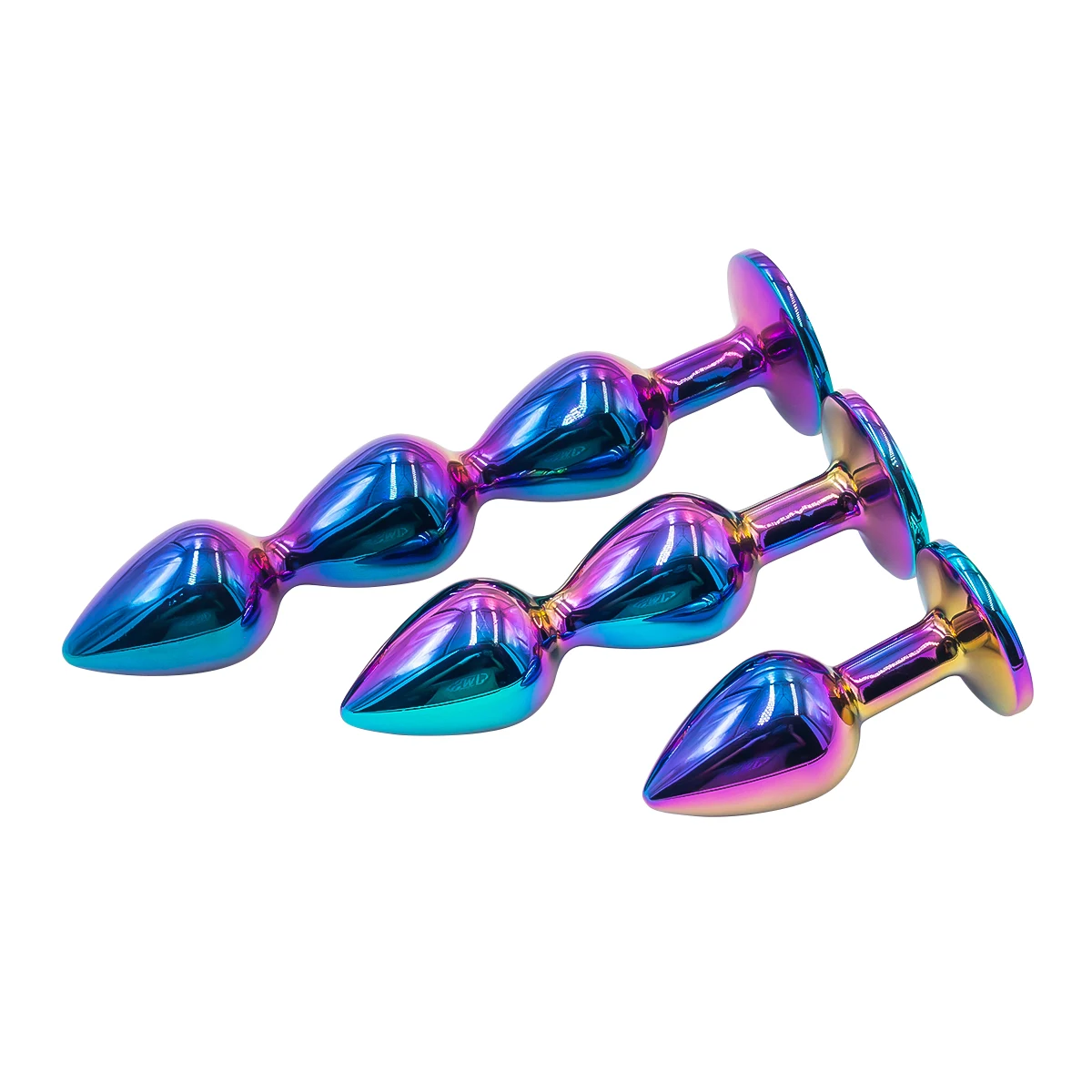 Plug Anal de Metal com Pedra de Cristal, Acabamento Aurora Multicolorido, Tamanhos S, M e L - Imagem 6