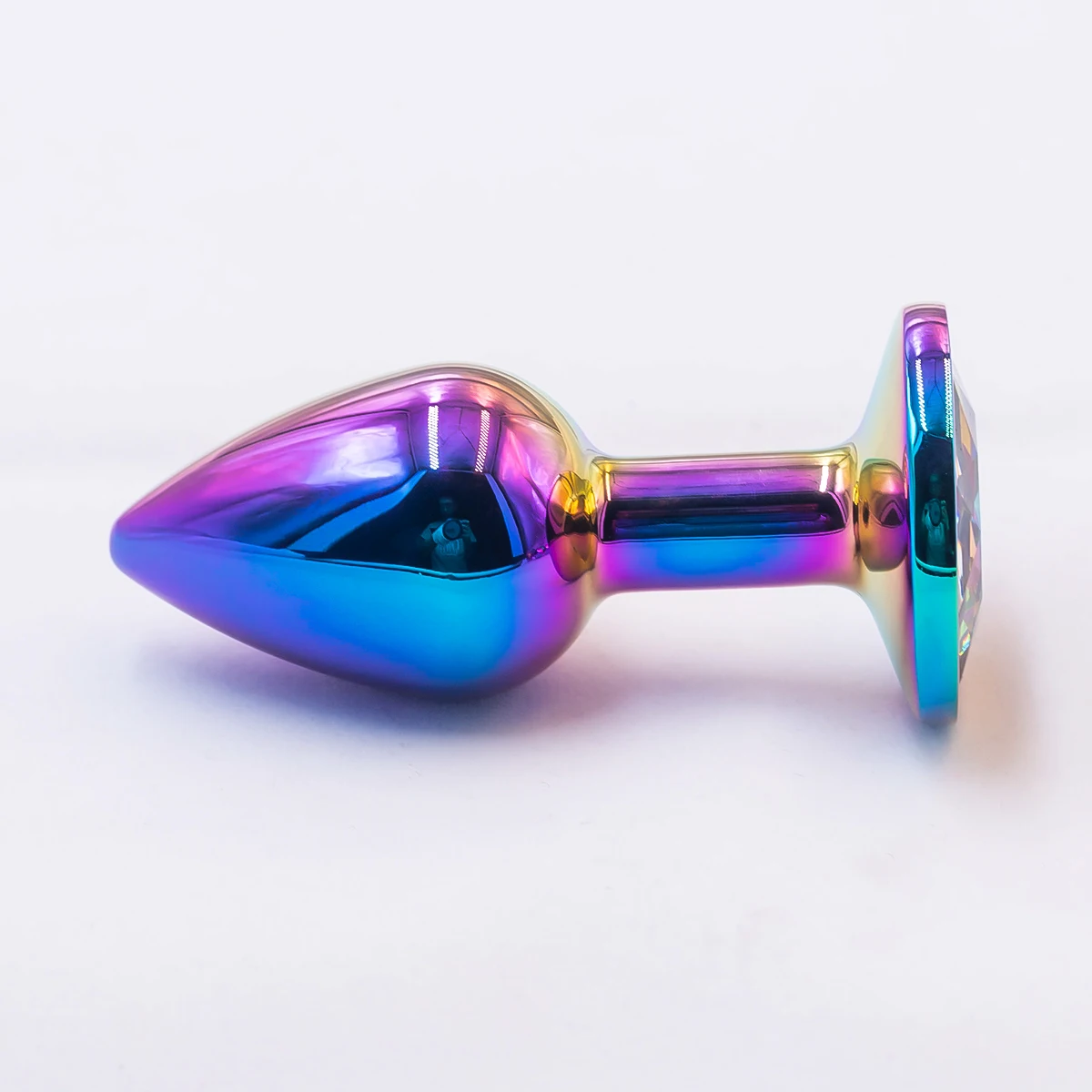 Plug Anal de Metal com Pedra de Cristal, Acabamento Aurora Multicolorido, Tamanhos S, M e L - Imagem 4