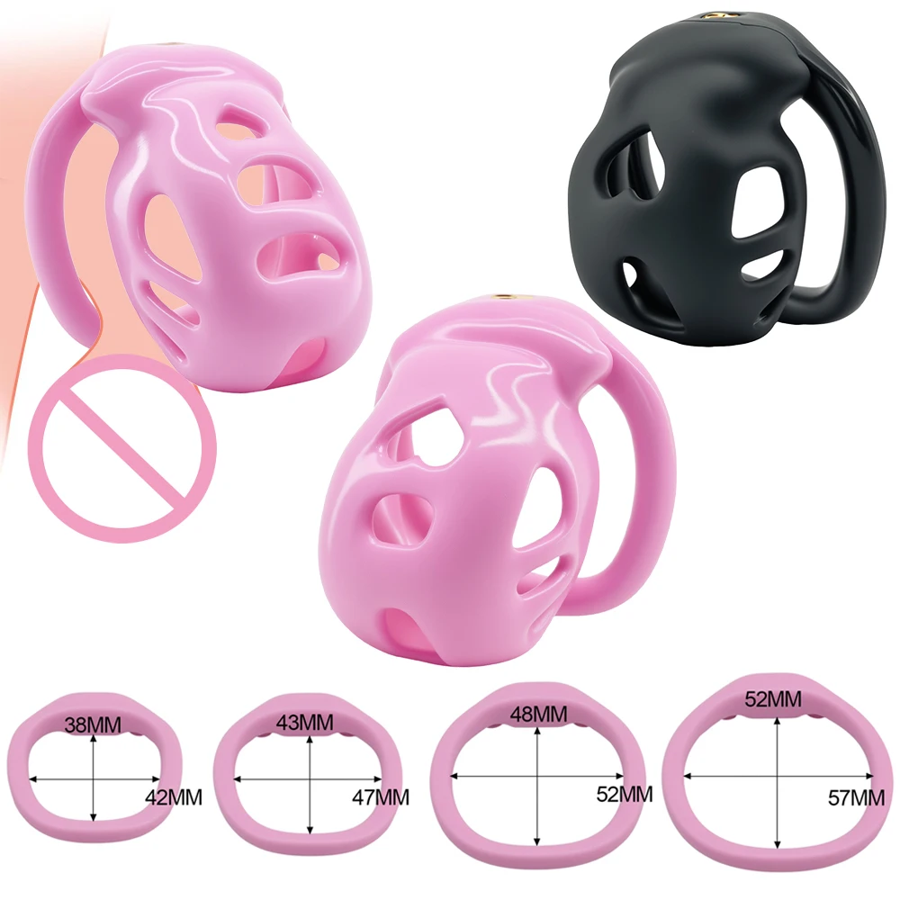 High Quality Male Love Chastity Cage Flat Hollow Breathable Cock Cage Sissy Abstinence Chastity Device Fetish Sex Toys for Men18