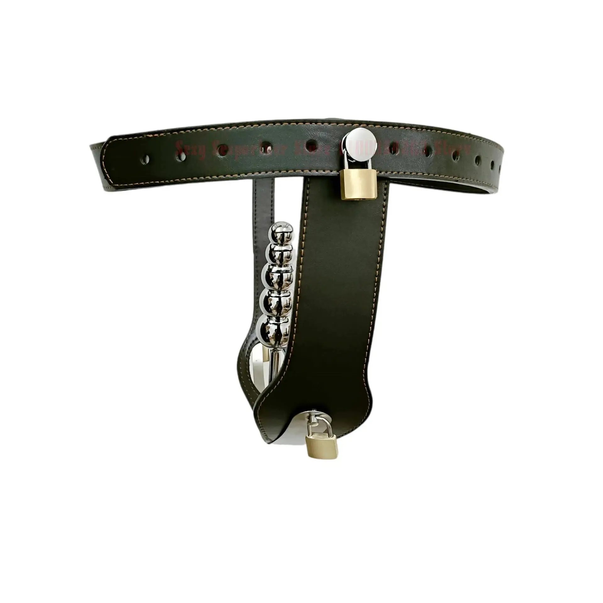 Leather T-Shaped Female Chastity Belt Bdsm Strap On Pants Sex Lock Toys Masturbator Fetish Device Chastity Underwear Adjustable