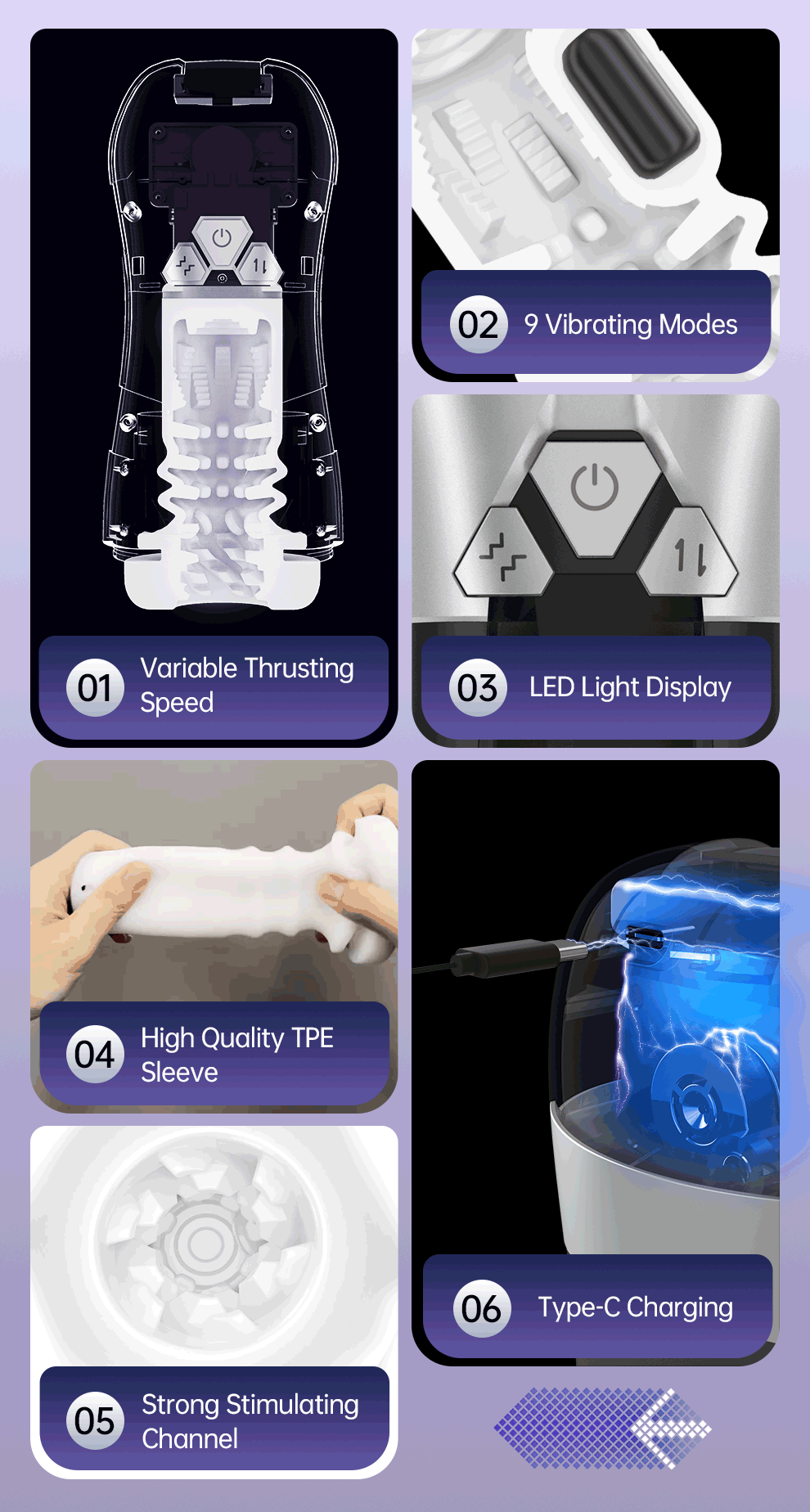 DRY WELL Automatic Thrusting & Vibrating Male Masturbators Cup with 12 Modes Hands-Free Stroker 3D Realistic Vagina Sex Toys
