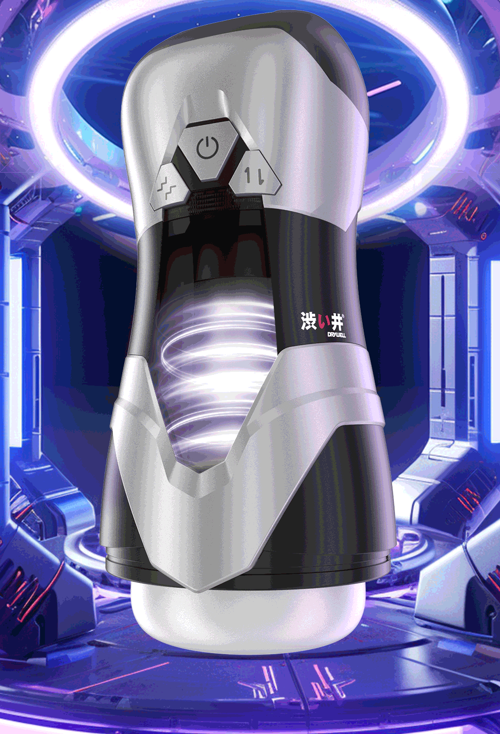 DRY WELL Automatic Thrusting & Vibrating Male Masturbators Cup with 12 Modes Hands-Free Stroker 3D Realistic Vagina Sex Toys