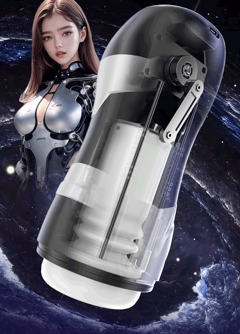 DRY WELL Automatic Thrusting & Vibrating Male Masturbators Cup with 12 Modes Hands-Free Stroker 3D Realistic Vagina Sex Toys