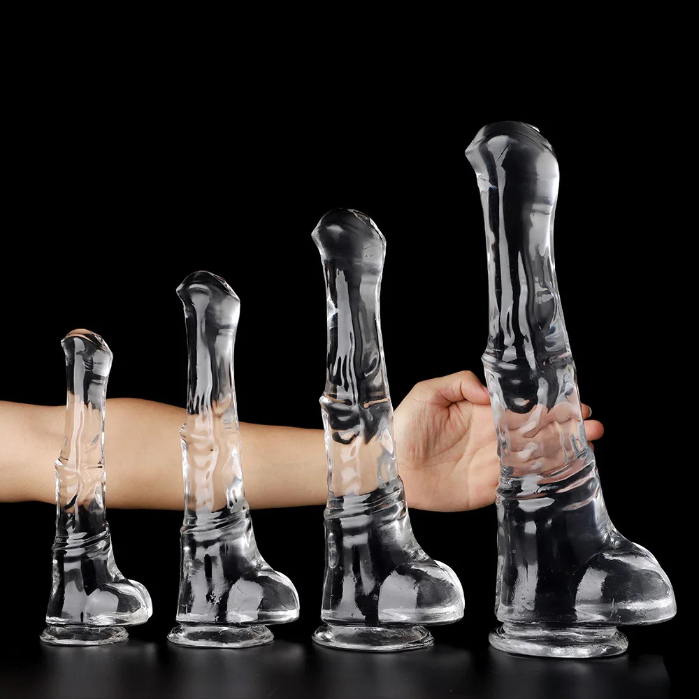 Dildo de Cavalo Realístico Transparente com Ventosa, Tamanhos S ao XL