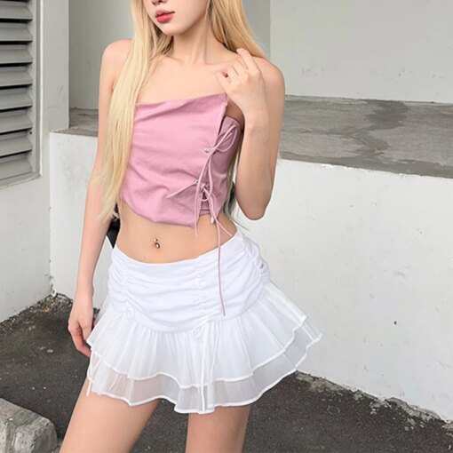 Mini Saia Plissada Sexy Transparente - Imagem 6