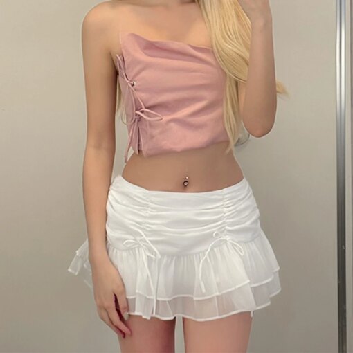 Mini Saia Plissada Sexy Transparente