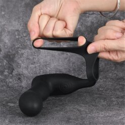 Alternative view of Plug Anal Inflável com Anel Peniano e Vibração, Massageador de Próstata com Controle Remoto