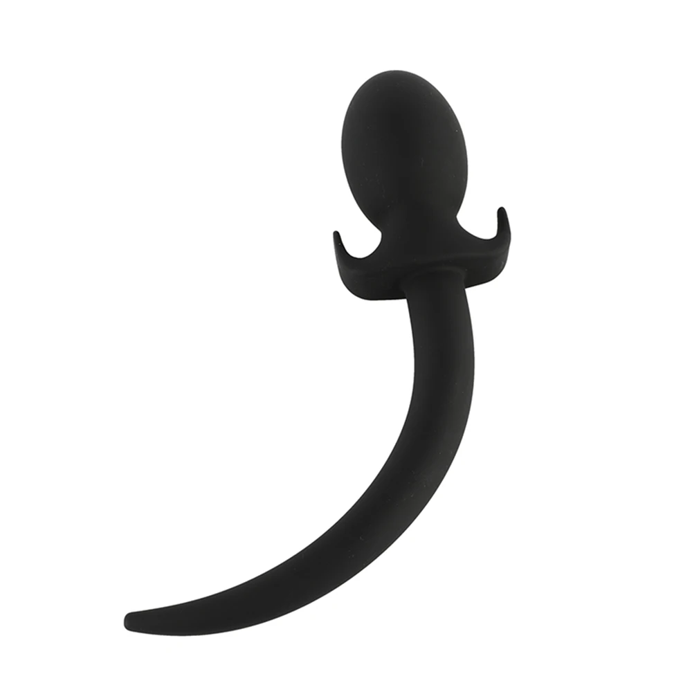 Plug Anal Rabo de Cachorro de Silicone, Cauda Curvada para Puppy Play - Imagem 4