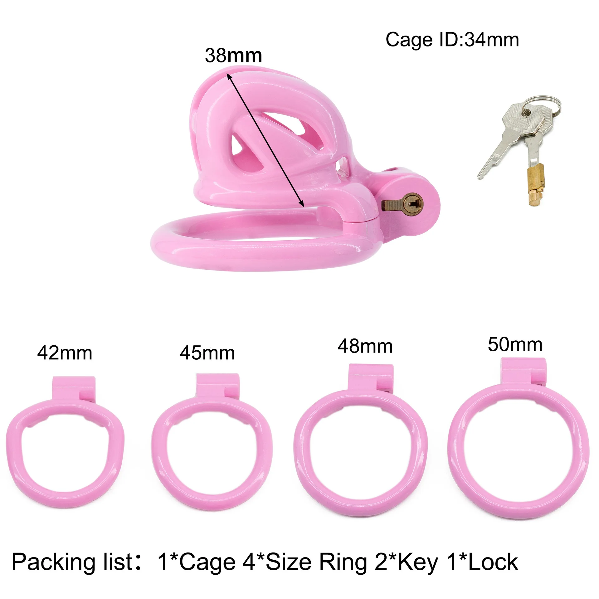 Gaiola de Castidade Mini Nub de Resina, Chastity Cage Sissy com 4 Anéis e Cadeado - Imagem 3
