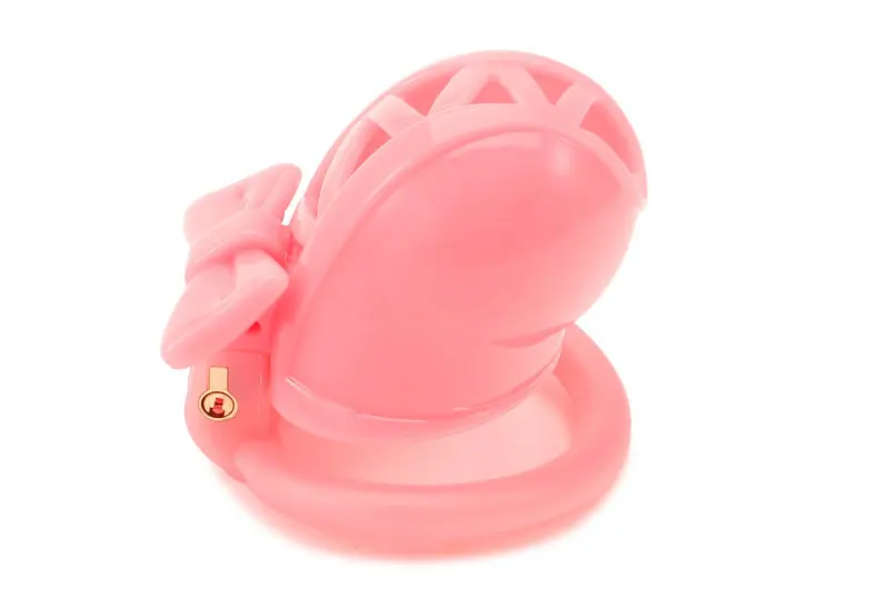 Gaiola de Castidade de Resina com Laço, Chastity Cage Sissy com 4 Anéis e Cadeado - Imagem 4