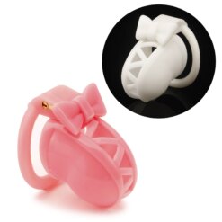 Alternative view of Gaiola de Castidade de Resina com Laço, Chastity Cage Sissy com 4 Anéis e Cadeado