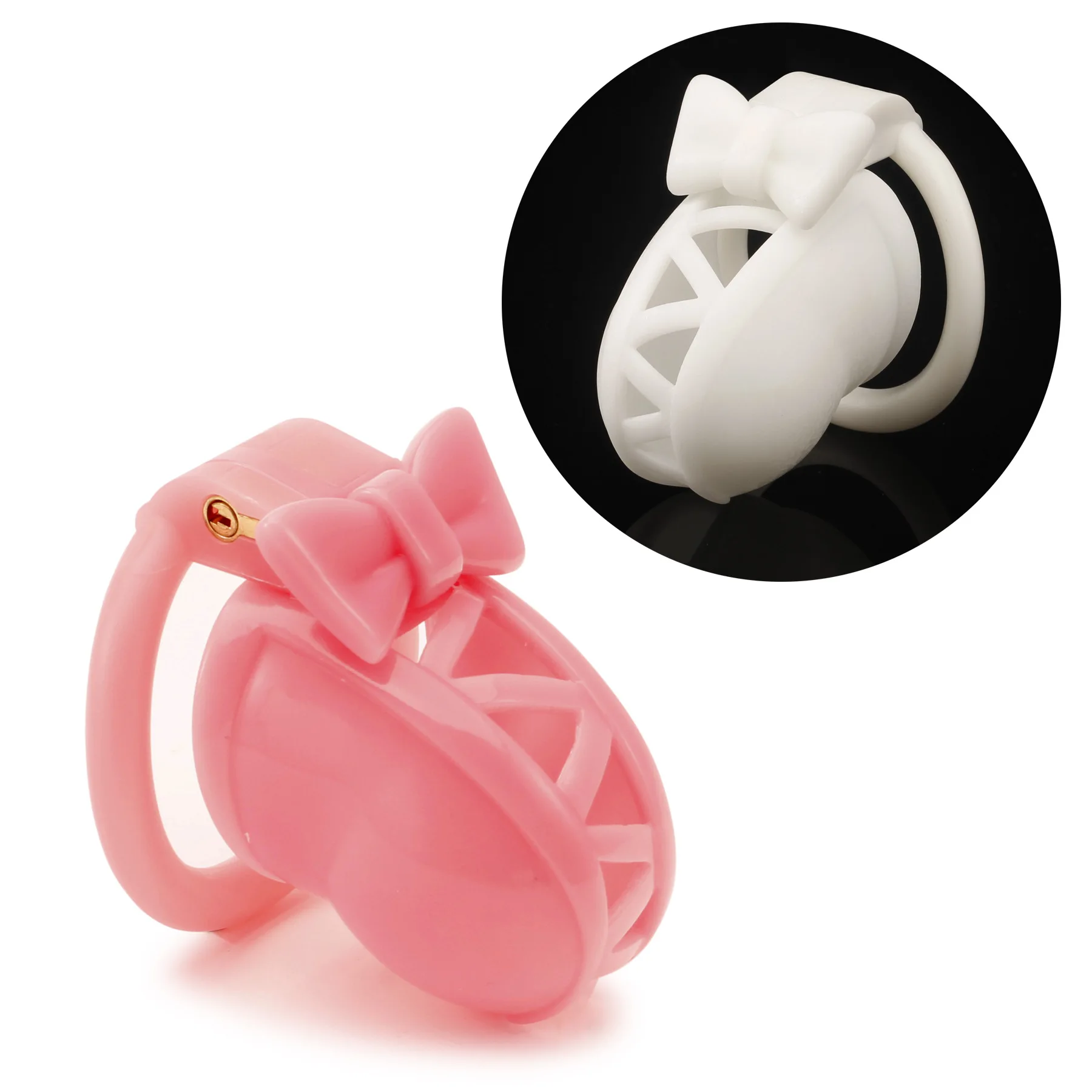 Gaiola de Castidade de Resina com Laço, Chastity Cage Sissy com 4 Anéis e Cadeado - Imagem 2