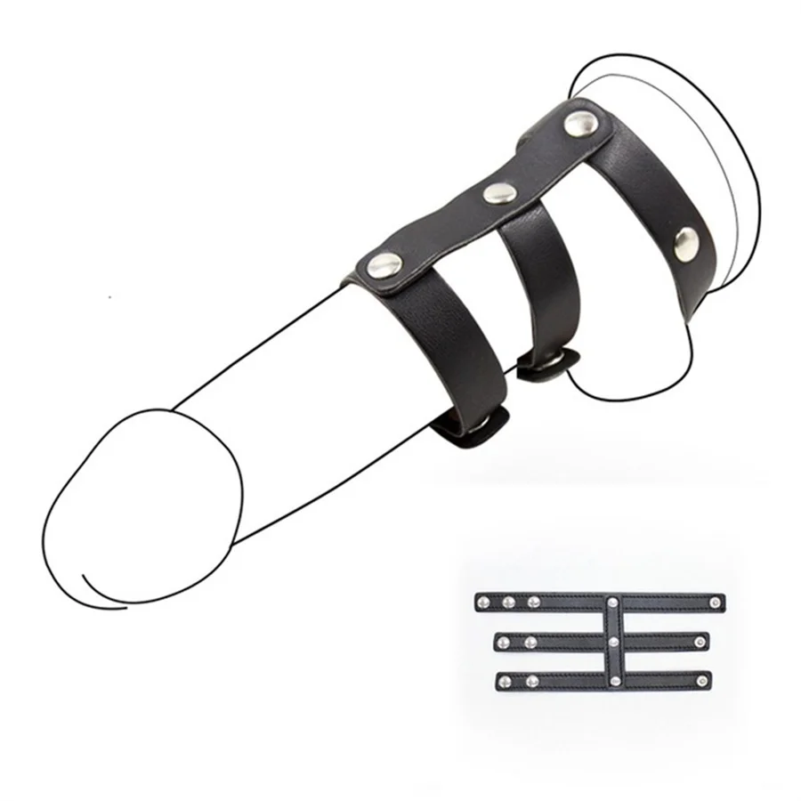 Cock Ring com Ball Stretcher de Couro, Harness Ajustável para Pênis e Testículos, Bondage Masculino - Imagem 4